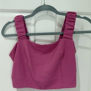 Dry Goods Pink Ruched Crop Tank Top